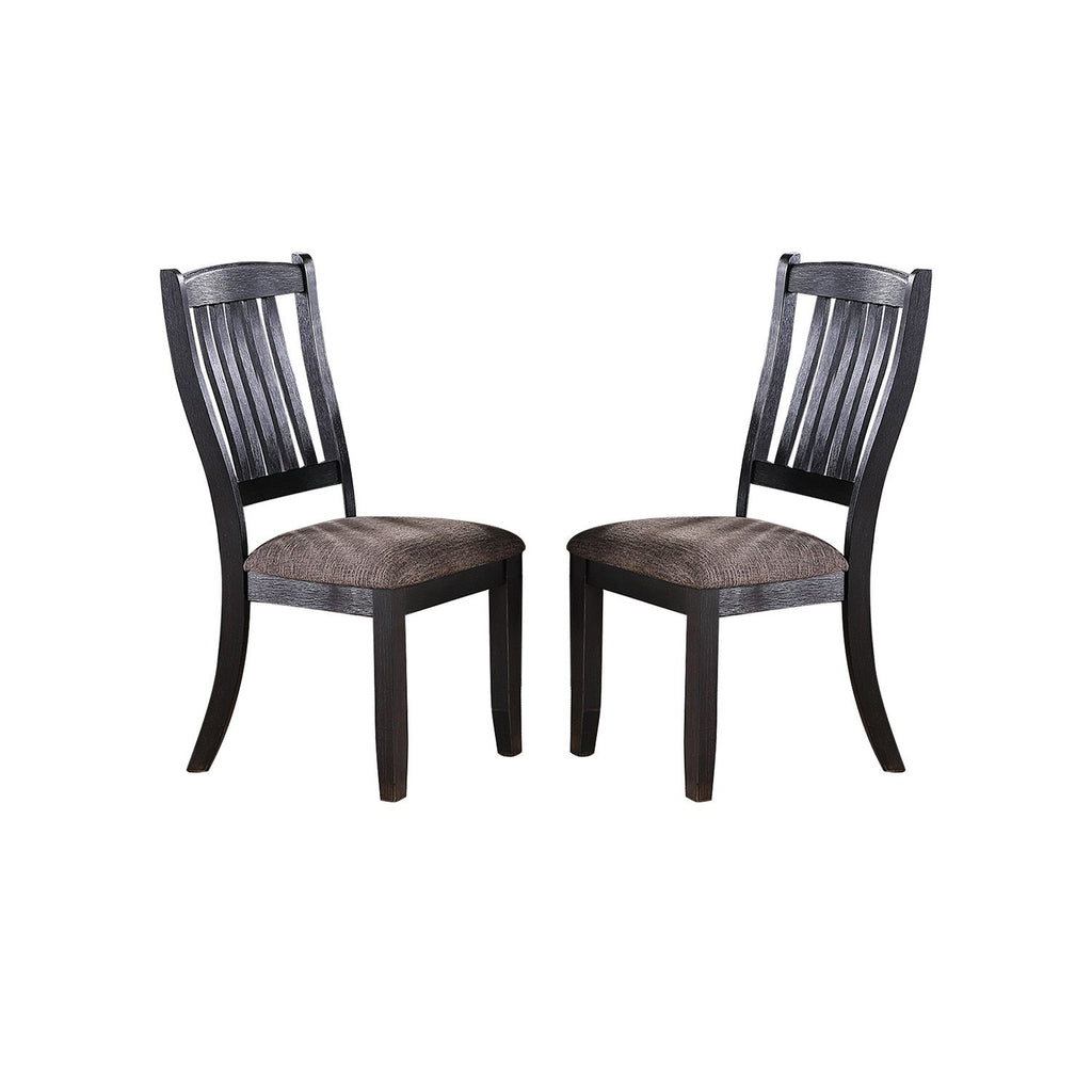 Dark Coffee Fabric Upholstered Side Chairs, Black(Set of 2)