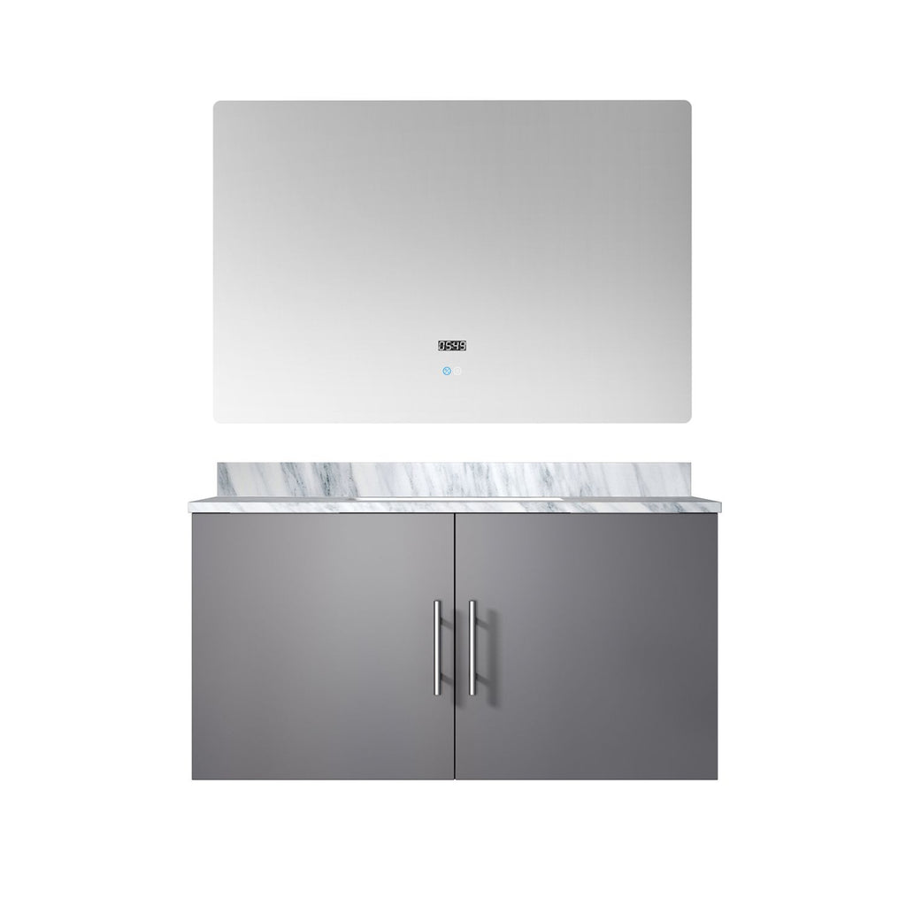 Dark Grey Bath Vanity 36 in. W x 22 in. D, Carrara Marble Top, and 36 in. LED Mirror