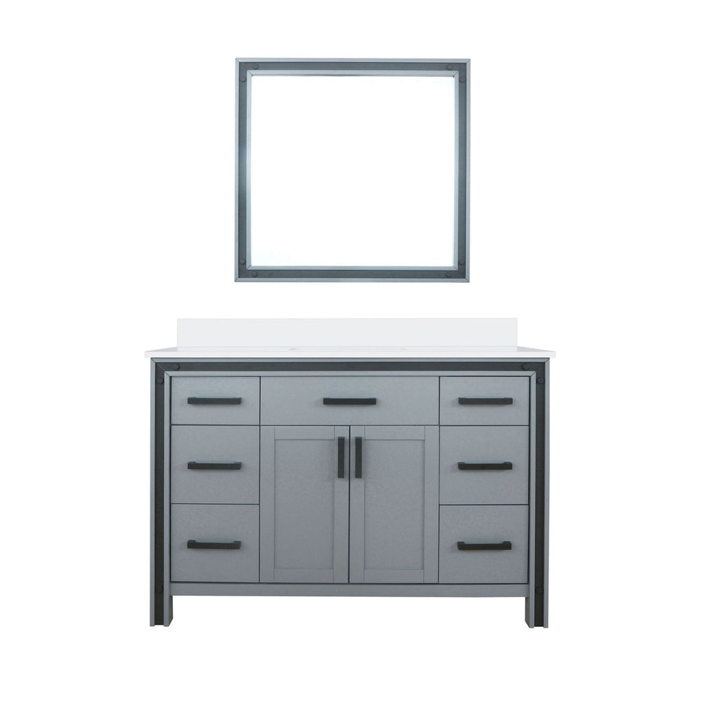 Dark Grey Bath Vanity 48 in. W x 22 in. D, Cultured Marble Top and 34 in. Mirror