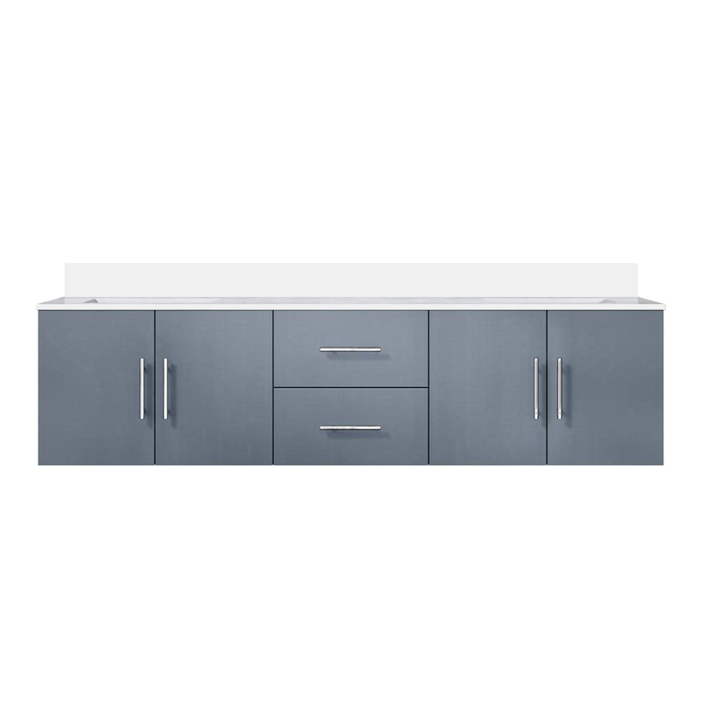 Dark Grey Double Bath Vanity 72 in. W x 22 in. D, with White Quartz Top