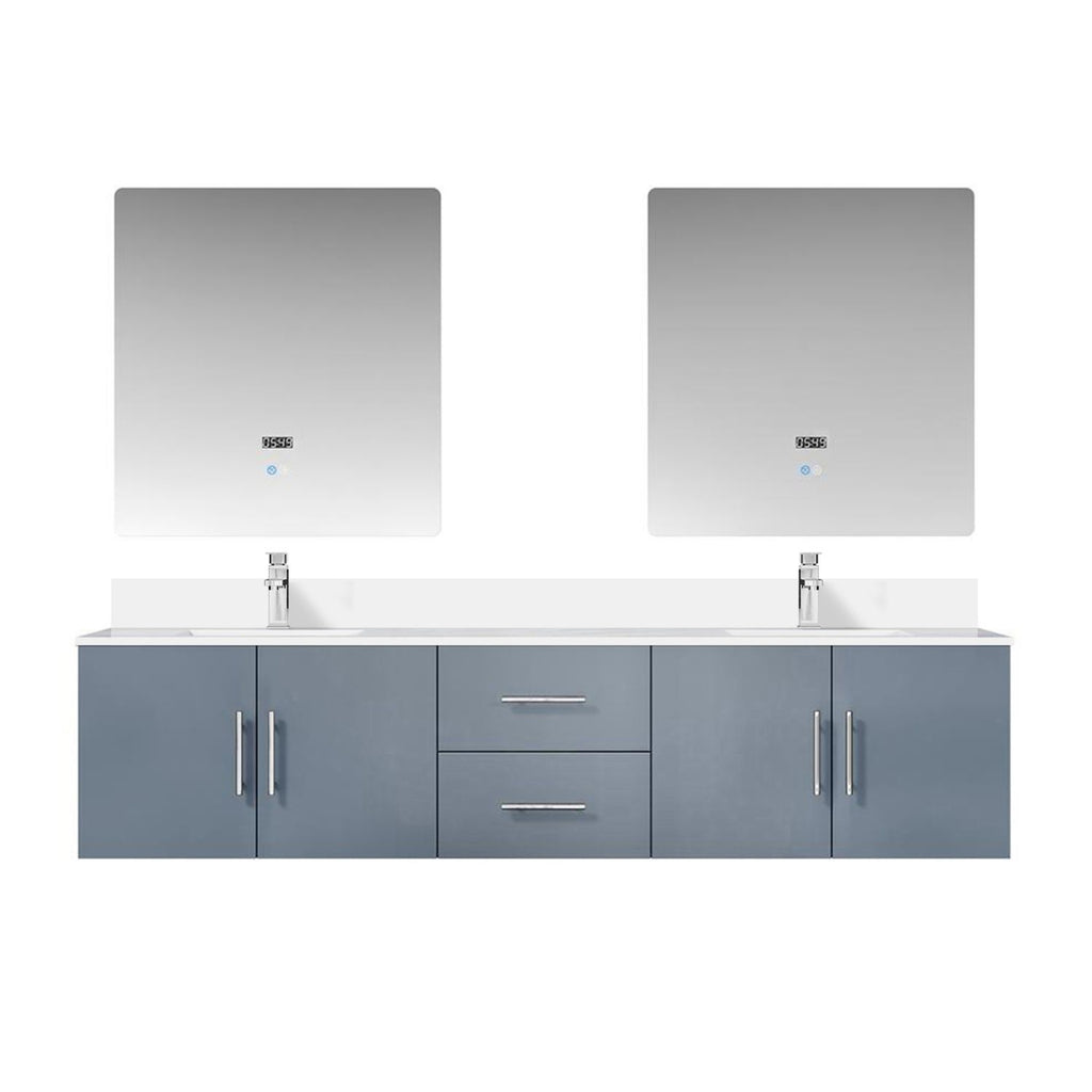Dark Grey Double Bath Vanity 80 in. W x 22 in. D, Cultured Marble Top, Faucet Set, and 30 in. LED Mirrors