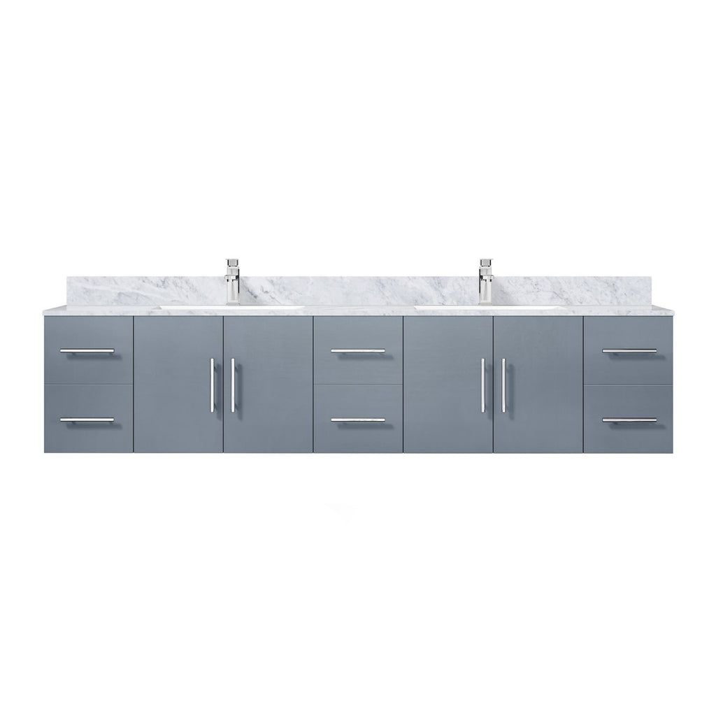 Dark Grey Double Bath Vanity 84 in. W x 22 in. D, Carrara Marble Top, and Faucet Set