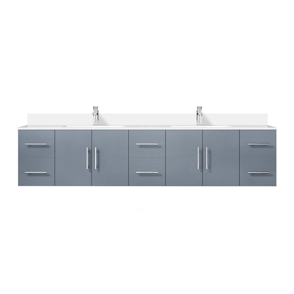 Dark Grey Double Bath Vanity 84 in. W x 22 in. D, Cultured Marble Top, and Faucet Set