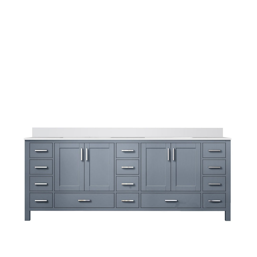 Dark Grey Double Bath Vanity 84 in. W x 22 in. D, with White Quartz Top