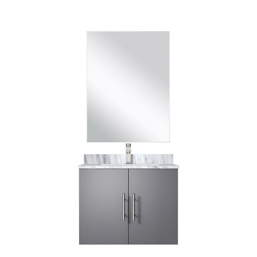 Dark Grey Single Bath Vanity 24 in. W x 22 in. D, Carrara Marble Countertop, 18 in. Mirror and Faucet Set