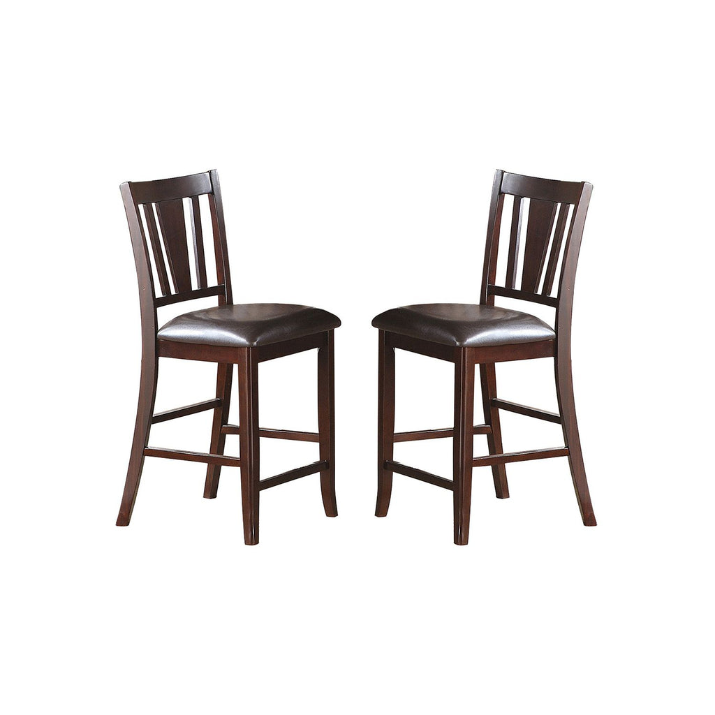 Darrell Upholstered Counter Height Chairs in Dark Brown Finish, Set of 2