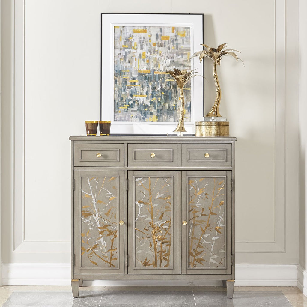 Dauphin Handpainted Entryway Storage Cabinet, Grey Cashmere Wood