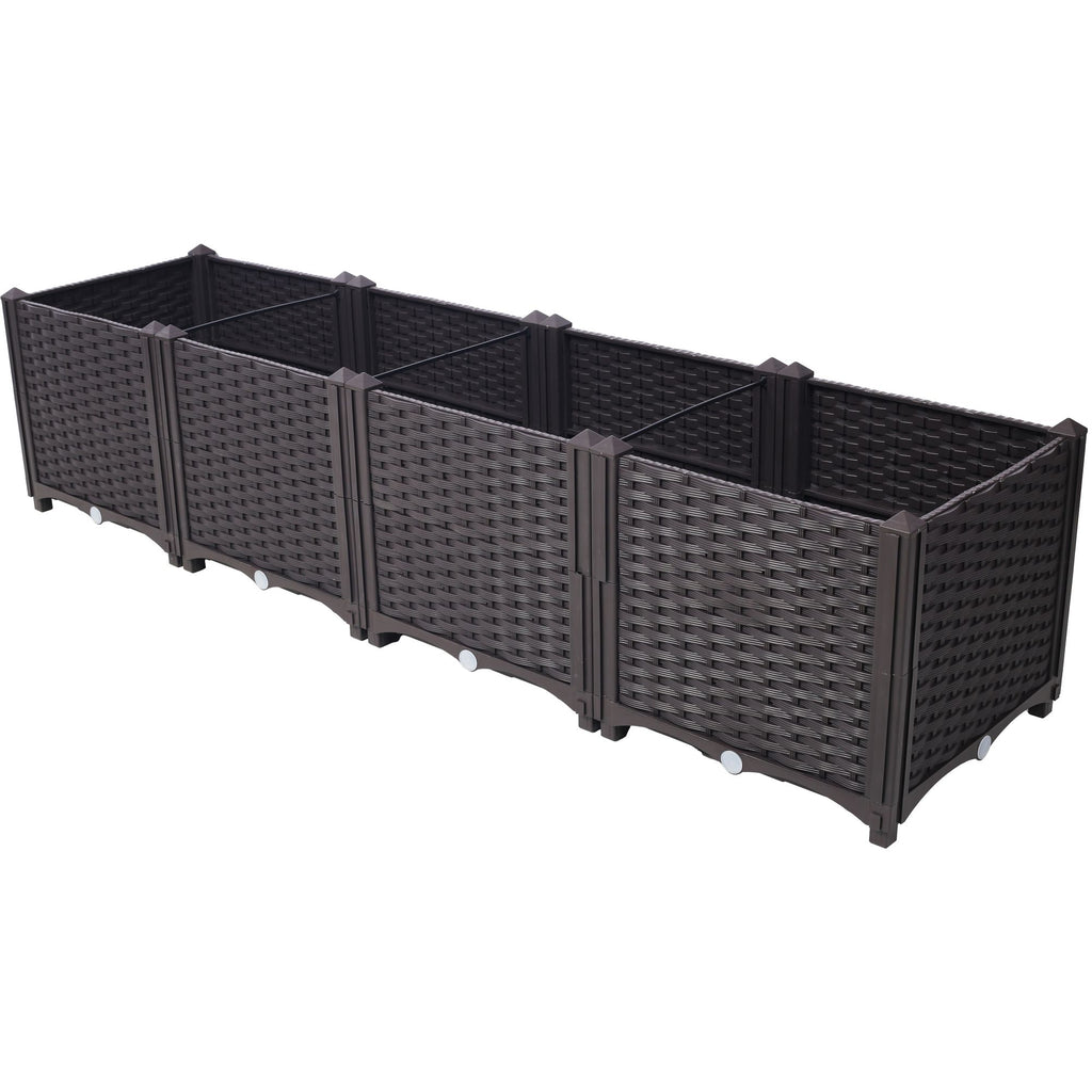 Deep Raised Garden Bed Plastic Planter Boxes for Vegetables Flowers Herbs and Succulents,Self-Watering Planter Box Raised Bed to Grow Flowers, Herbs & Vegetables, 63" L X 15.7" D X 14.7" H