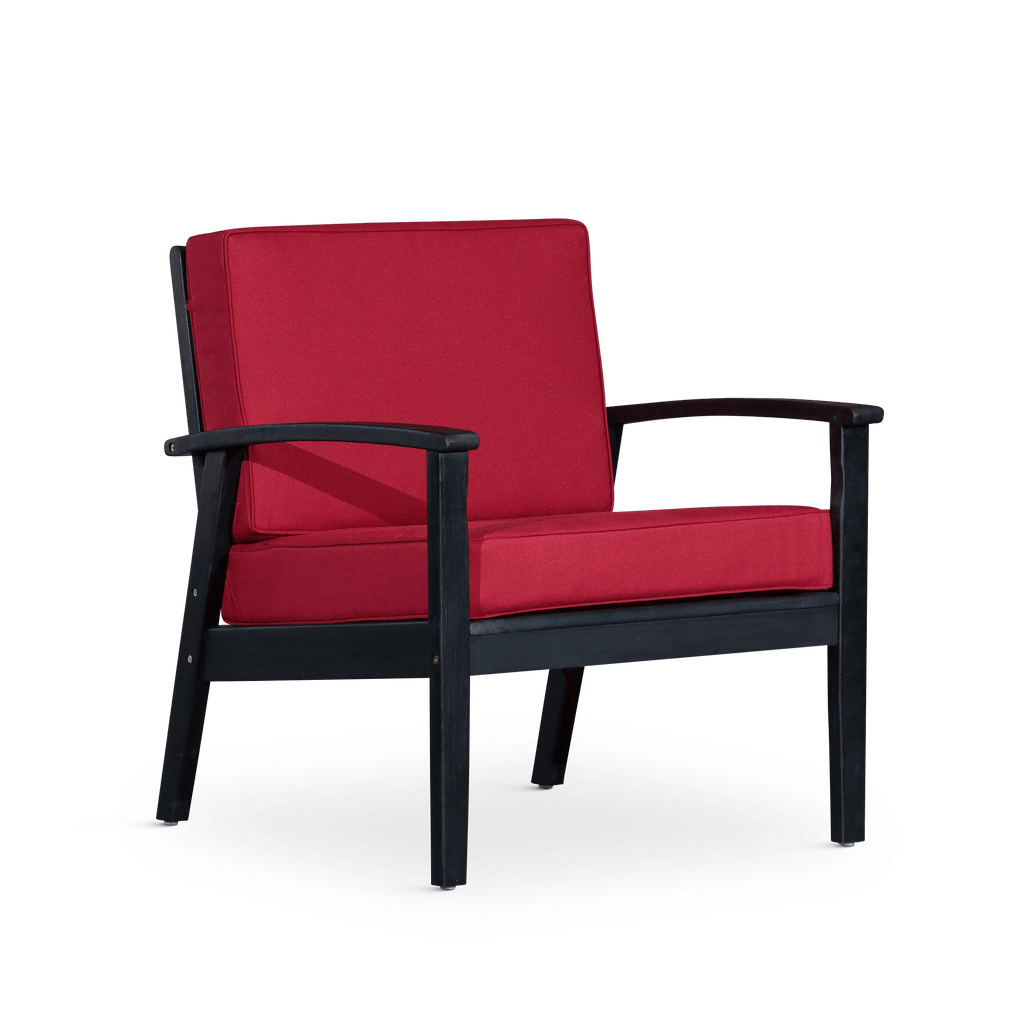 Deep Seat Eucalyptus Chair, Espresso Finish, Burgundy Cushions