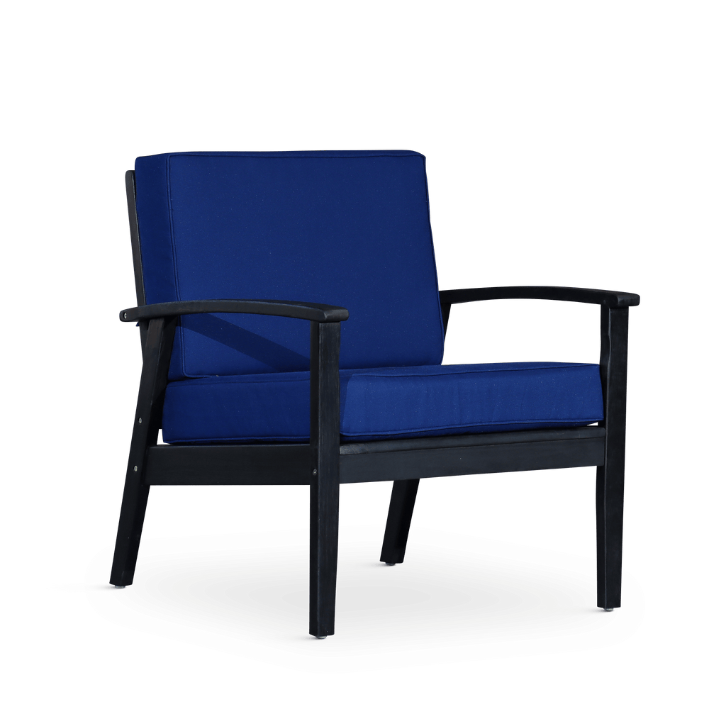 Deep Seat Eucalyptus Chair, Espresso Finish, Navy Cushions