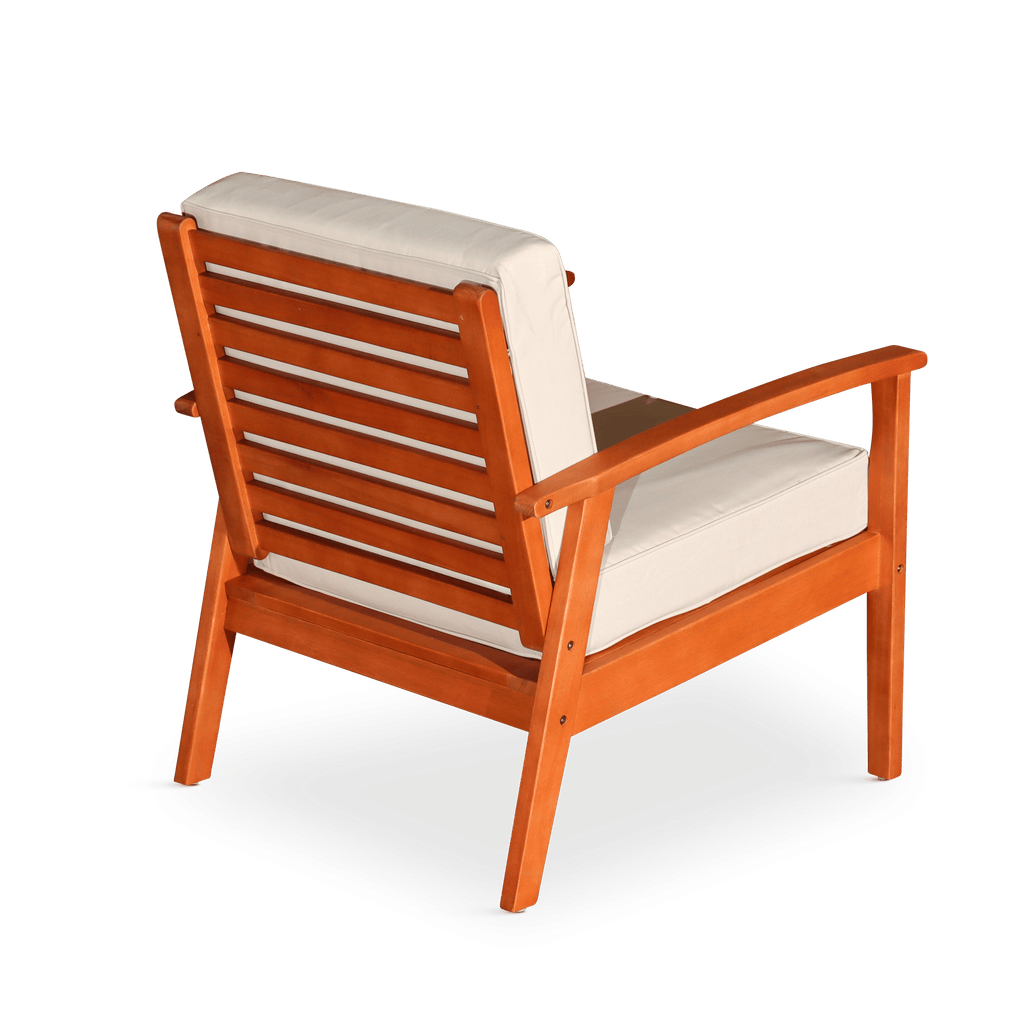 Deep Seat Eucalyptus Chair, Natural Oil Finish, Navy Cushions