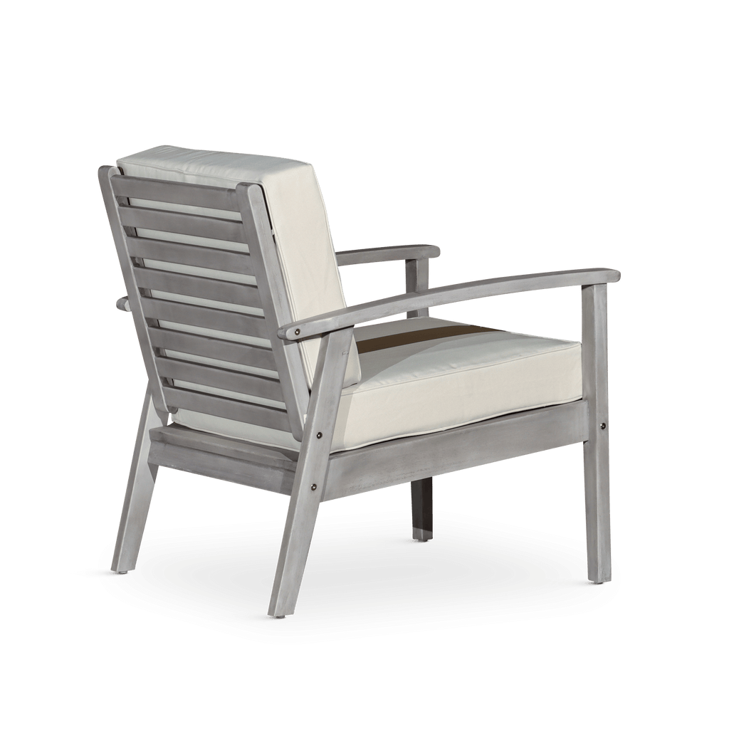 Deep Seat Eucalyptus Chair, Silver Gray Finish, Navy Cushions