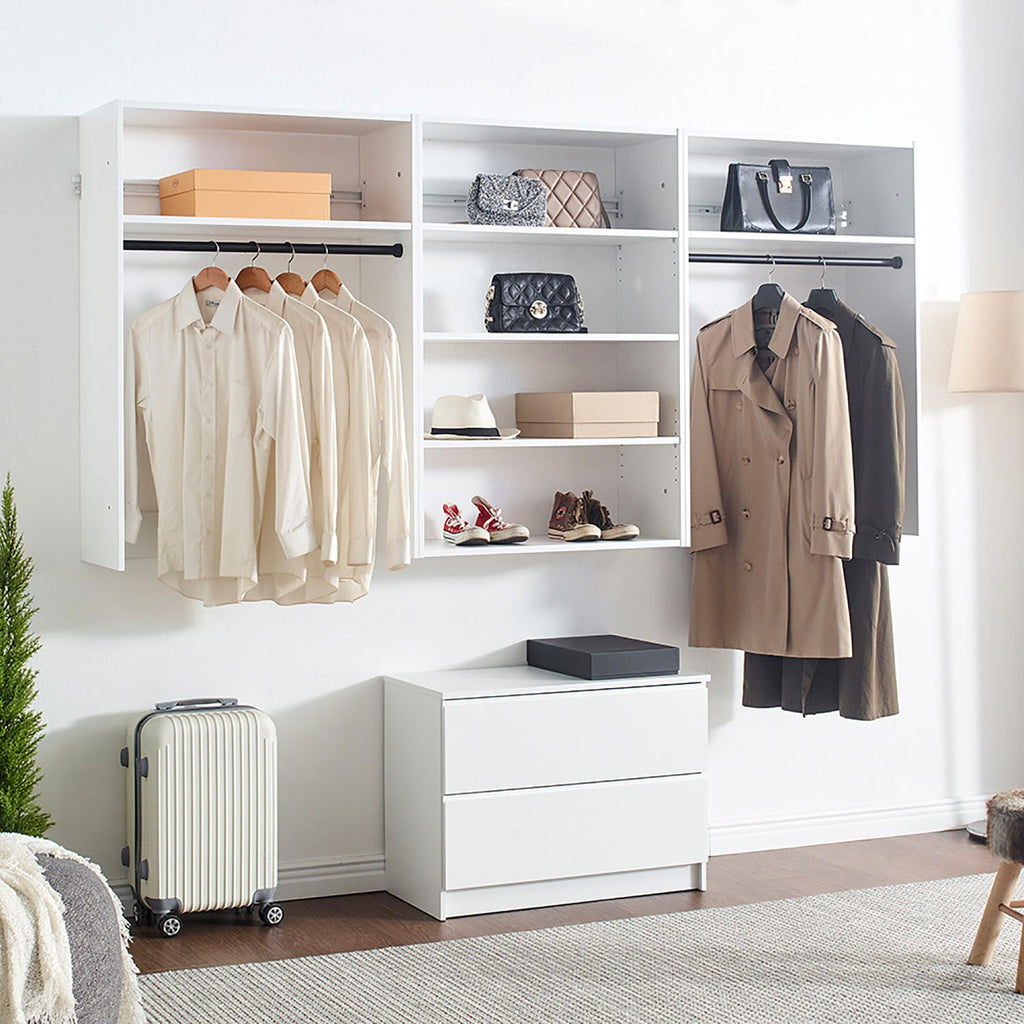 Devi White Wall Mounted Wood Closet System