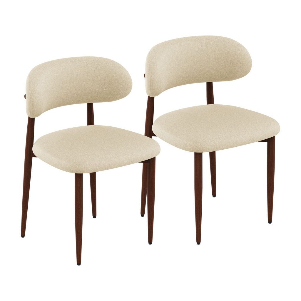 Dining Chairs Set of 2, Minimalist modern style, Chenille fabric cushioned dining chair, Carbon steel chair leg bracket with wooden veneer, Very suitable for commercial and family restaurants