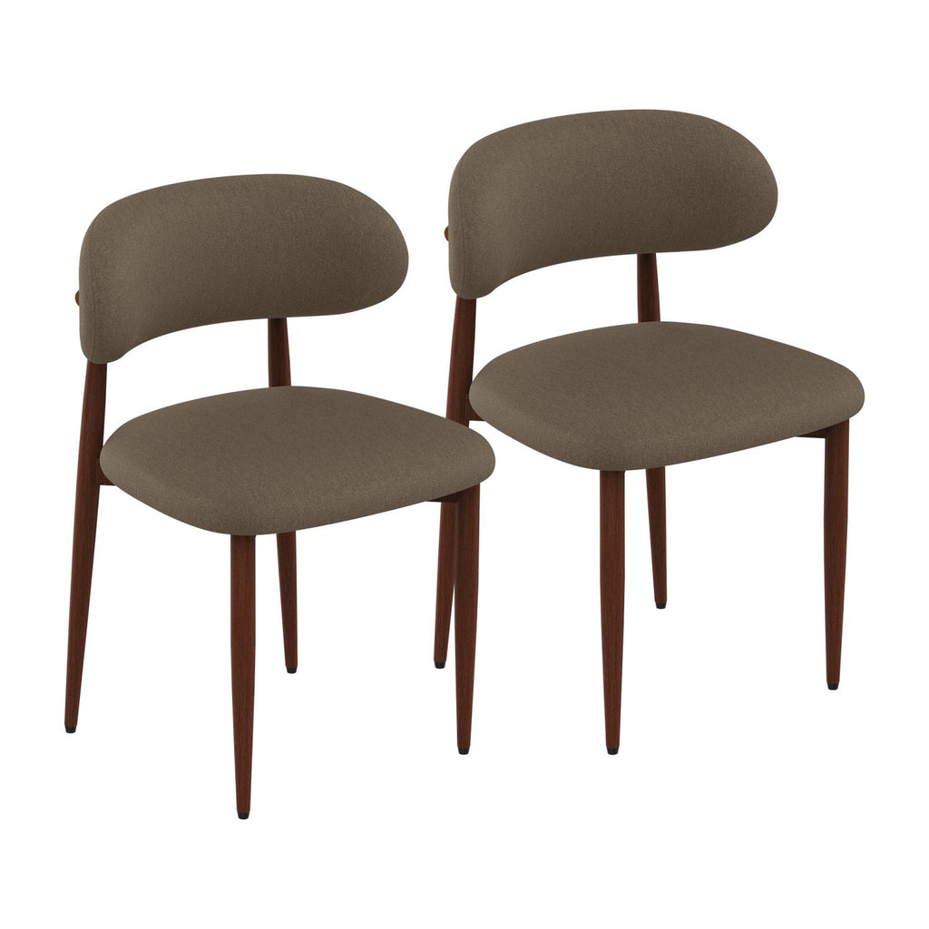Dining Chairs Set of 2, Minimalist modern style, Chenille fabric cushioned dining chair, Carbon steel chair leg bracket with wooden veneer, Very suitable for commercial and family restaurants