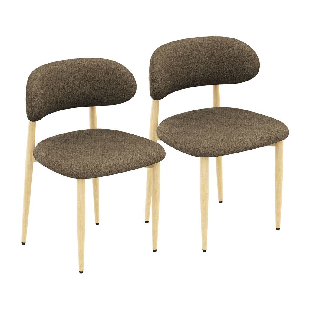 Dining Chairs Set of 2, Minimalist modern style, Lamb wool fabric cushioned dining chair, Carbon steel chair leg bracket with wooden veneer, Very suitable for commercial and family restaurants