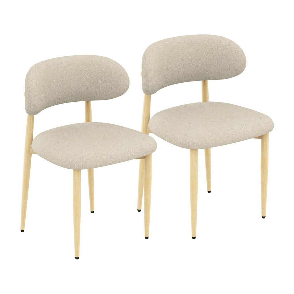 Dining Chairs Set of 2, Minimalist modern style, Lamb wool fabric cushioned dining chair, Carbon steel chair leg bracket with wooden veneer, Very suitable for commercial and family restaurants