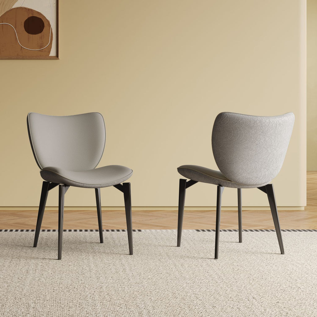 Dining Chairs Set of 2, Modern Design Home Chairs, PU Leather Metal Dining Chairs for Kitchen Dining Room-Gray