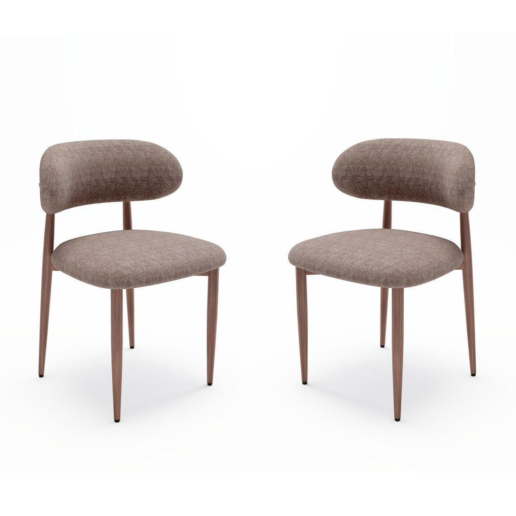 Dining Chairs Set of 2, Modern Farmhouse Fabric Upholstered Side Chairs with Comfortable Foot Pegs, Metal Legs Kitchen Dining Room Chairs for Home