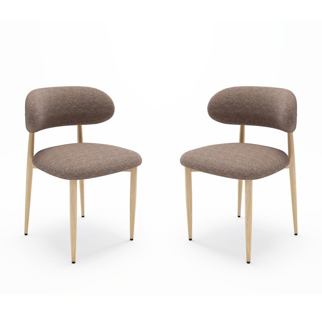 Dining Chairs Set of 2, Modern Farmhouse Fabric Upholstered Side Chairs with Comfortable Foot Pegs, Metal Legs Kitchen Dining Room Chairs for Home