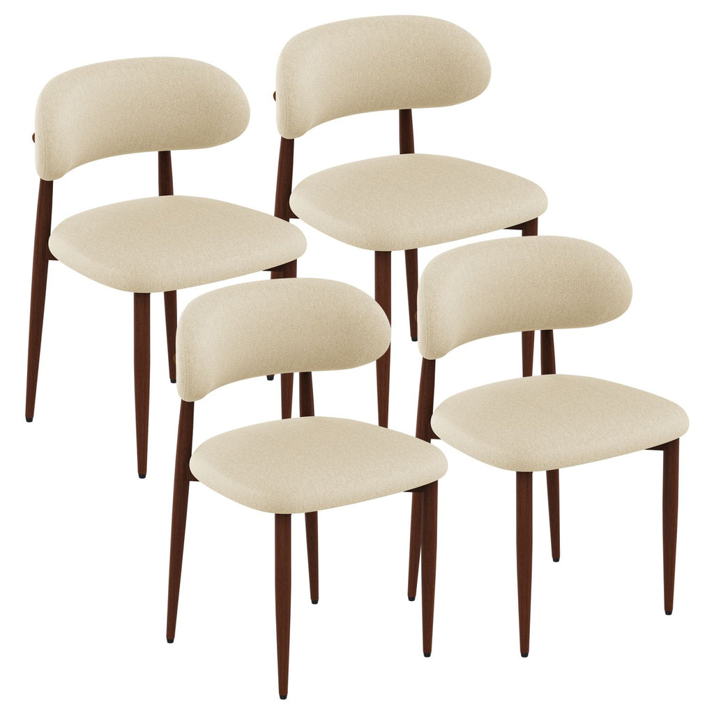 Dining Chairs Set of 4, Minimalist modern style, Chenille fabric cushioned dining chair, Carbon steel chair leg bracket with wooden veneer, Very suitable for commercial and family restaurants