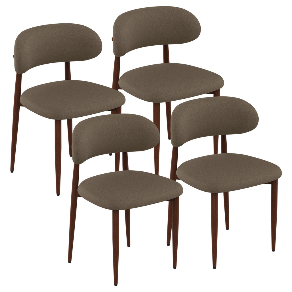 Dining Chairs Set of 4, Minimalist modern style, Chenille fabric cushioned dining chair, Carbon steel chair leg bracket with wooden veneer, Very suitable for commercial and family restaurants