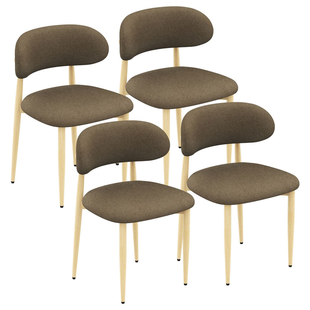 Dining Chairs Set of 4, Minimalist modern style, Lamb wool fabric cushioned dining chair, Carbon steel chair leg bracket with wooden veneer, Very suitable for commercial and family restaurants