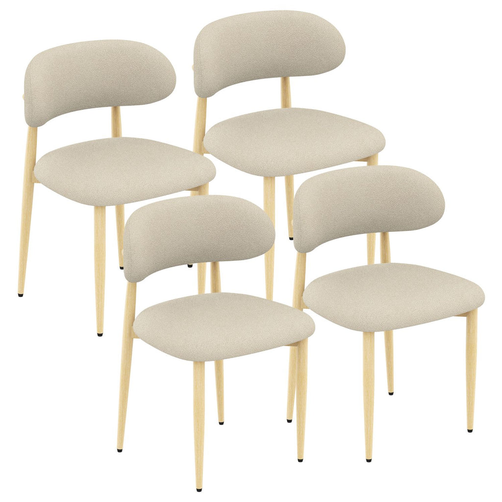 Dining Chairs Set of 4, Minimalist modern style, Lamb wool fabric cushioned dining chair, Carbon steel chair leg bracket with wooden veneer, Very suitable for commercial and family restaurants