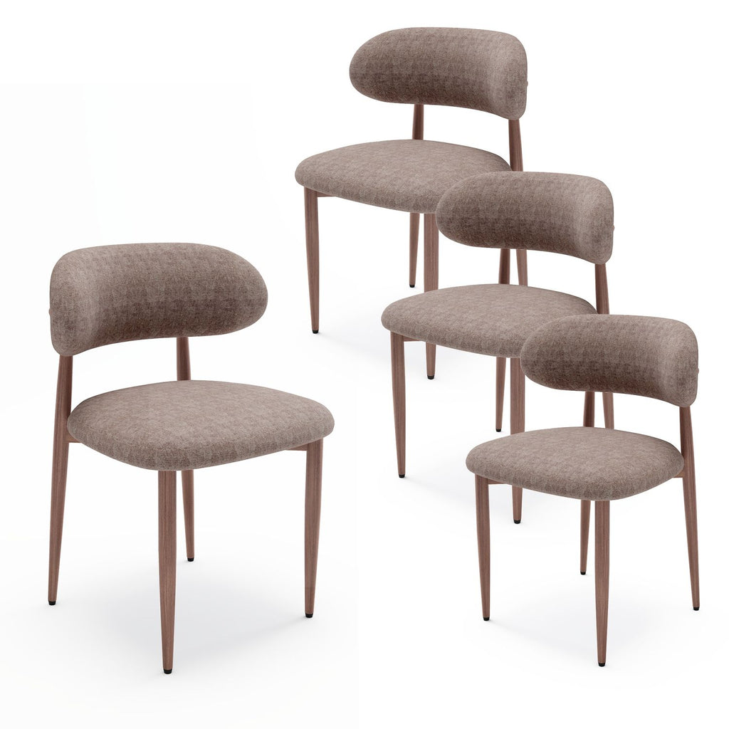 Dining Chairs Set of 4, Modern Farmhouse Fabric Upholstered Side Chairs with Comfortable Foot Pegs, Metal Legs Kitchen Dining Room Chairs for Home