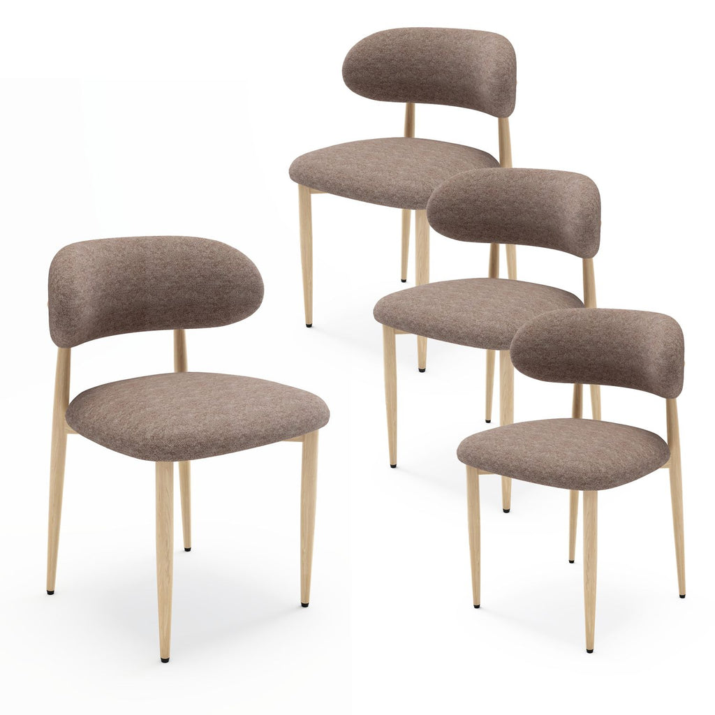 Dining Chairs Set of 4, Modern Farmhouse Fabric Upholstered Side Chairs with Comfortable Foot Pegs, Metal Legs Kitchen Dining Room Chairs for Home
