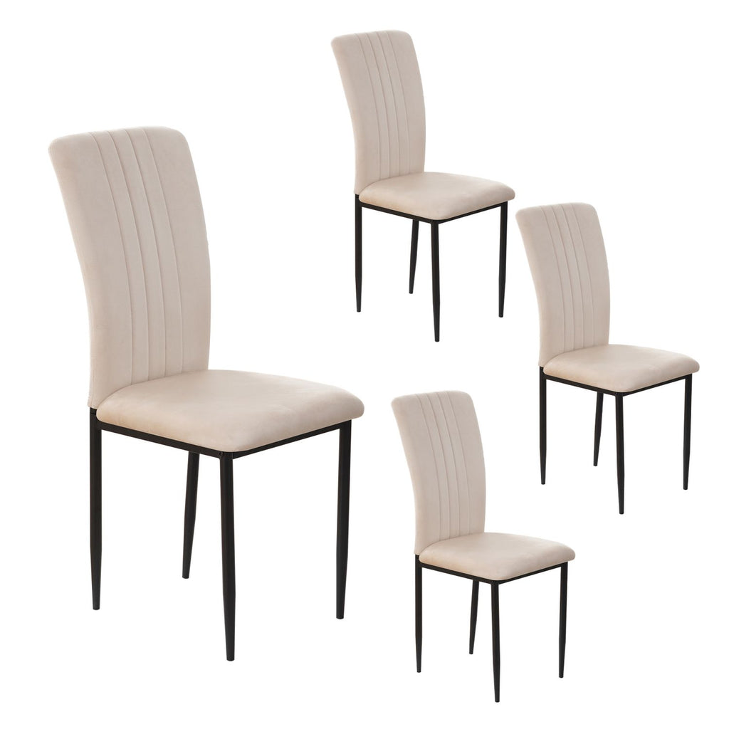 Dining Chairs Set of 4 Modern Velvet Upholstered Chairs with Metal Le gs Adjustable feet for Dining Room Kitchen (Beige, )
