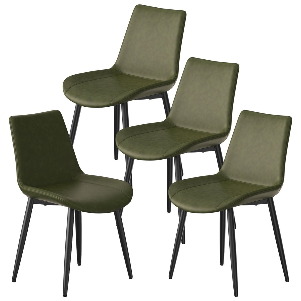 Dining Chairs Set of 4 pieces, Modern style dining chairs, PU material and metal leg frame, suitable for kitchen, living room, and dining room, Stain resistant and stable