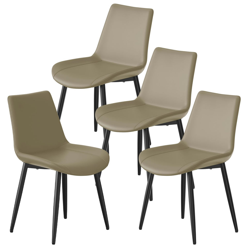 Dining Chairs Set of 4 pieces, Modern style dining chairs, PU material and metal leg frame, suitable for kitchen, living room, and dining room, Stain resistant and stable