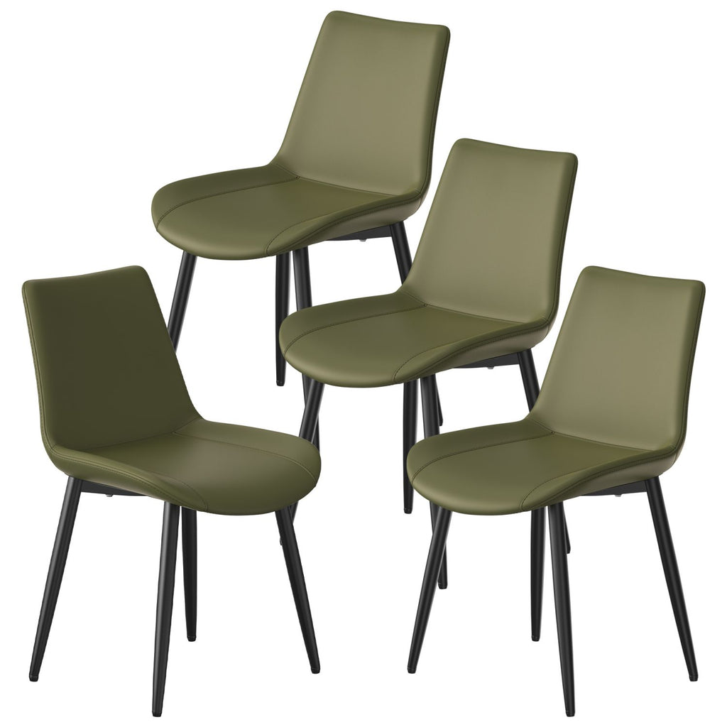 Dining Chairs Set of 4 pieces, Modern style dining chairs, PU material and metal leg frame, suitable for kitchen, living room, and dining room, Stain resistant and stable