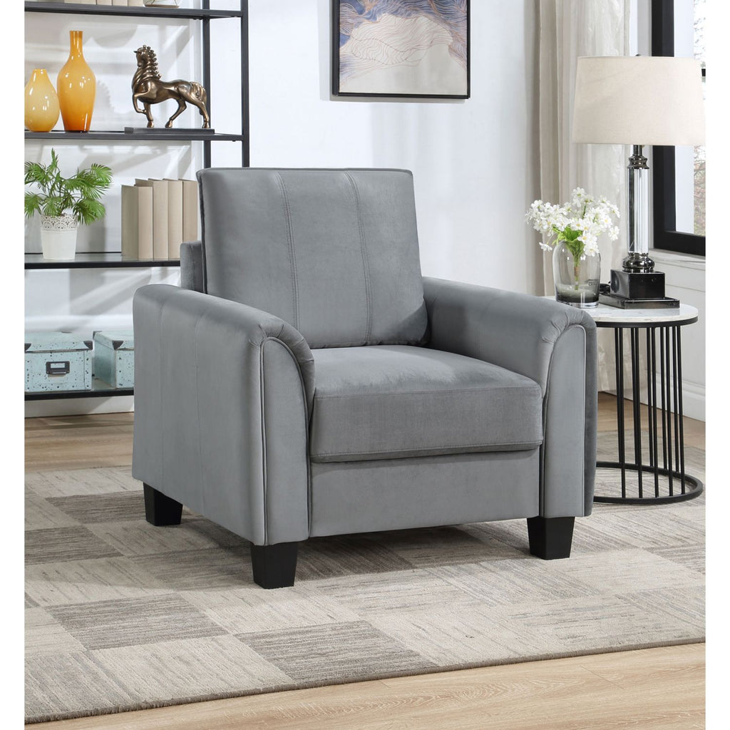 Dixon Grey Upholstered Rolled Arm Accent Chair