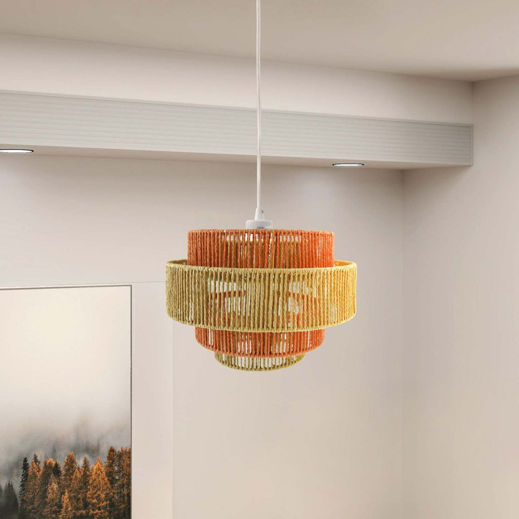 Dorset Pendant Lamp - White and Natural/Terracotta