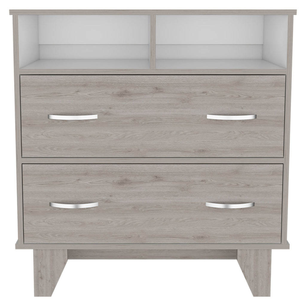 Double Drawer Dresser Arabi, Bedroom, Light Gray / White