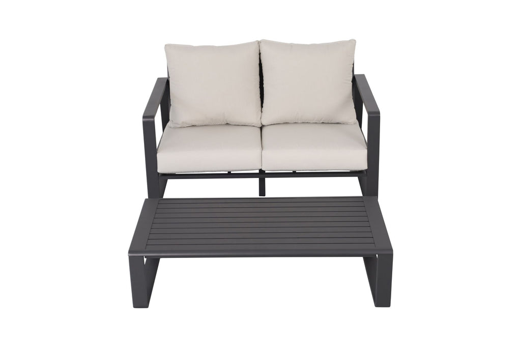 Double sofa + rectangular coffee table, light brown cushions YB15052 (Tino Tino)