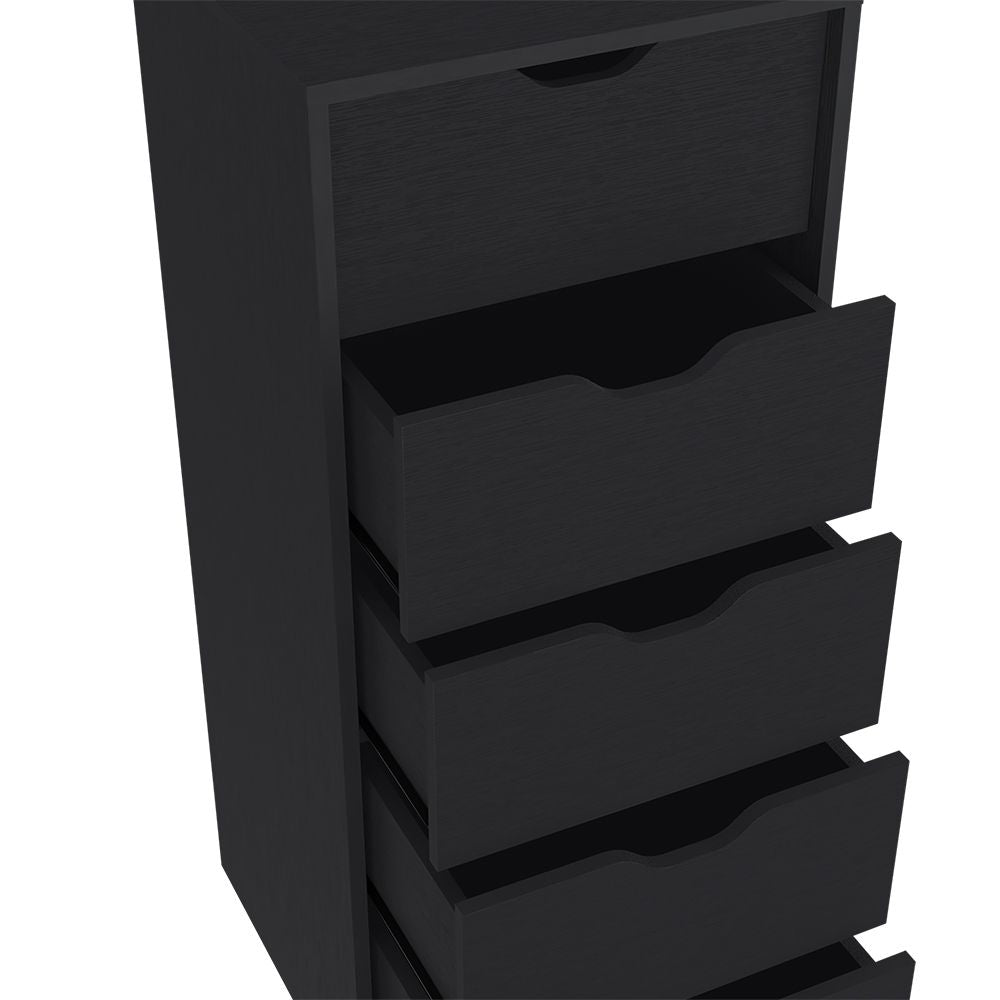 Dresser Kamran, Five Drawers Narrow, Black Wengue Finish