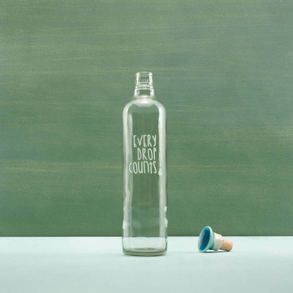 Drop Glass Water Bottle with Ceramic Stopper-750 ML