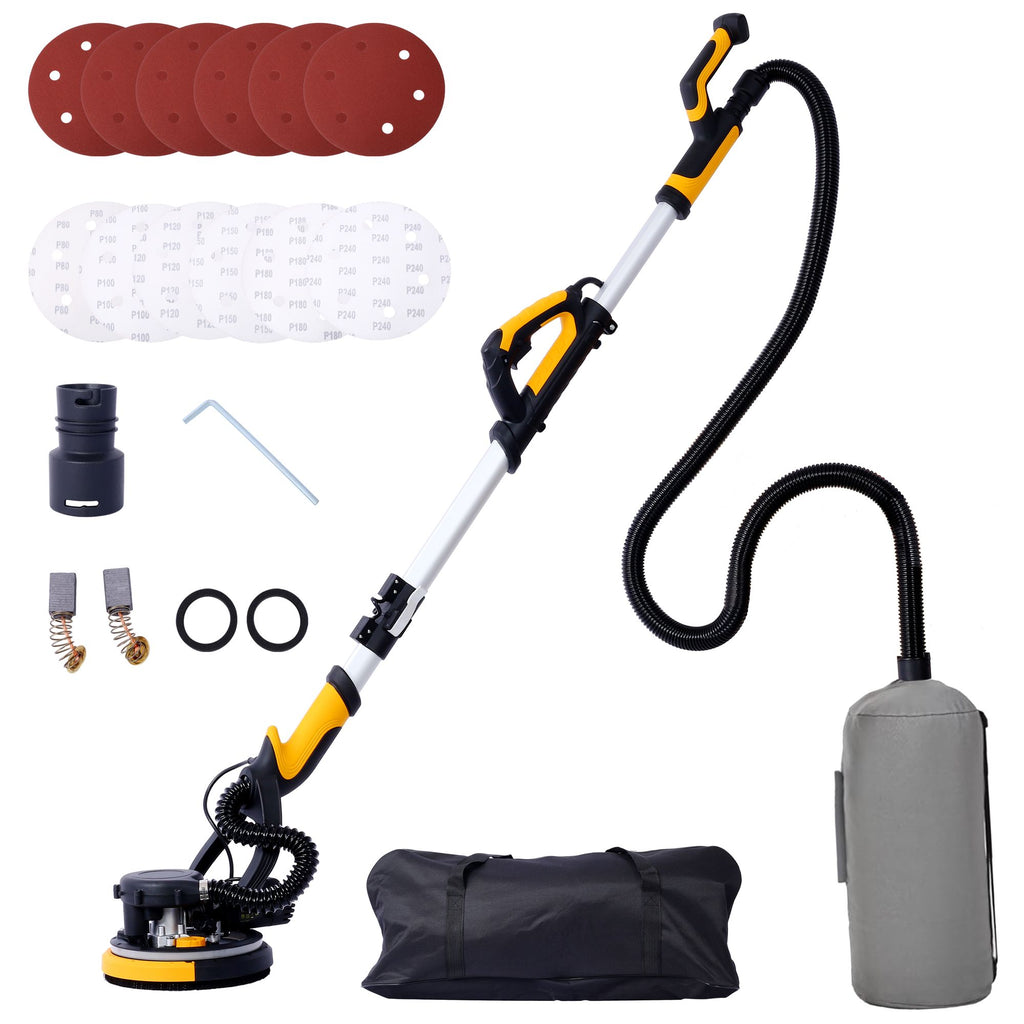 Drywall Sander, 780W Electric Drywall Sander with Vacuum Dust Collection 6.5A Motor Dustless Floor Sander with Variable Speed 900-1800RPM, LED Light, Extendable & Foldable Handle,