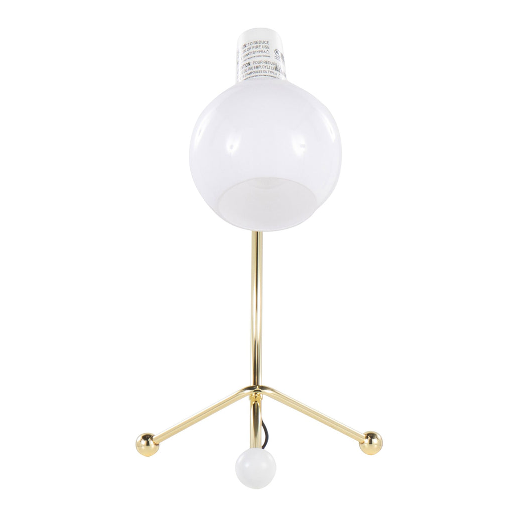 Eileen Contemporary Task Lamp in Gold Metal and White Plastic Shade