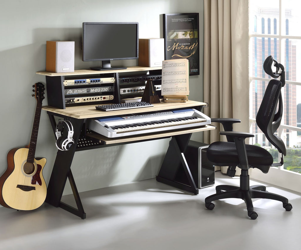 Eleazar Natural Oak Finish Music Recording Studio Desk