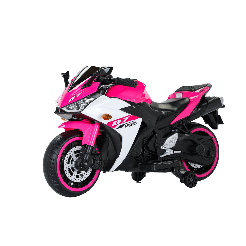 Electric motorcycle/ 12V Kids toys motorcycle/Kids electric car/electric ride on toys for 3 4 5 6 years Boys Girls with Training Wheels/manual throttle/ drive by hand/Lighting wheels
