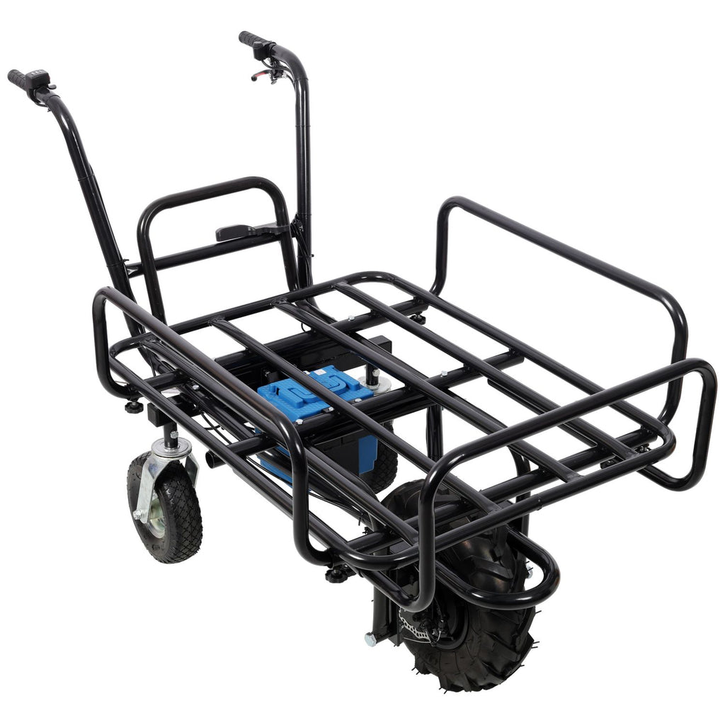 Electric Transportation Cart, 24V DC 350W Motor Powered Utility Garden Wagon Dump Cart, 265 lbs Load Capacity with Metal Handle & 16" Track Wheels, Yard Cart & Wagons for Lawn