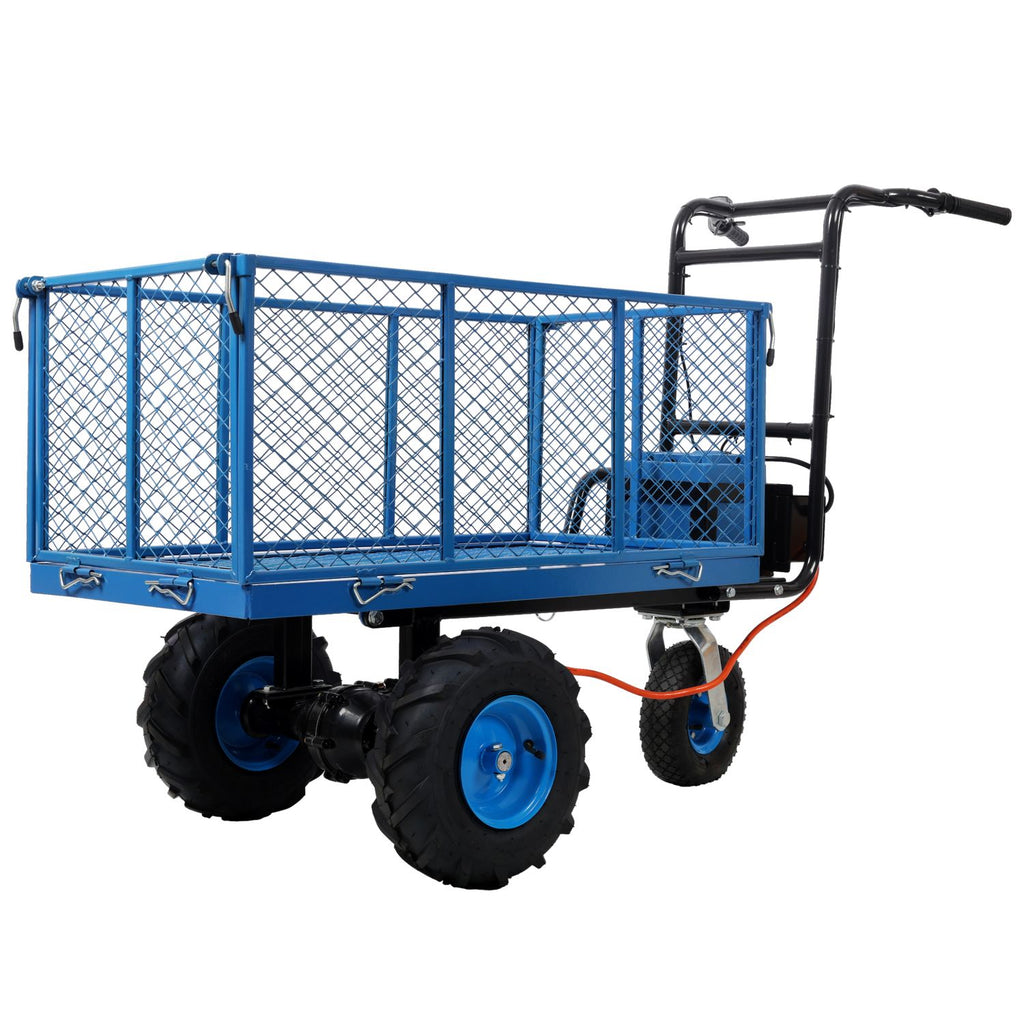 Electric Transportation Cart, 24V DC 700W Motor Powered Utility Garden Wagon Dump Cart, 660 lbs Load Capacity with Metal Handle & 13" Track Wheels, Yard Cart & Wagons for Lawn