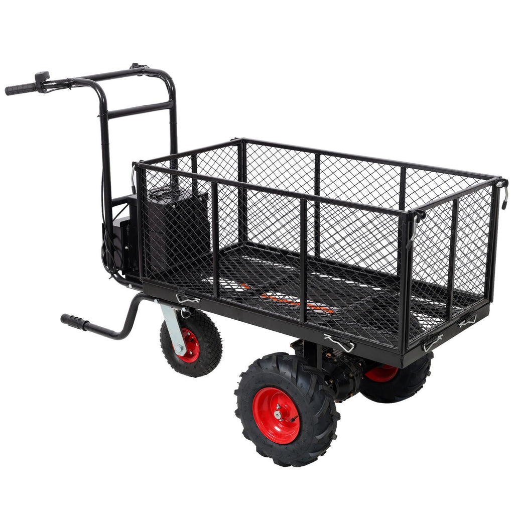 Electric Transportation Cart, 48V DC 1200W Motor Powered Utility Garden Wagon Dump Cart, 1320 lbs Load Capacity with Metal Handle & 13" Track Wheels, Yard Cart & Wagons for Lawn