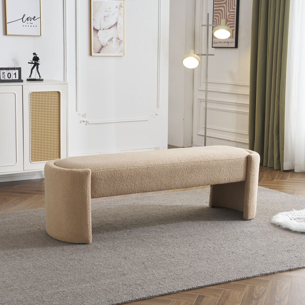 Elegant and Simple Long - shaped Ottoman Bench, Beige