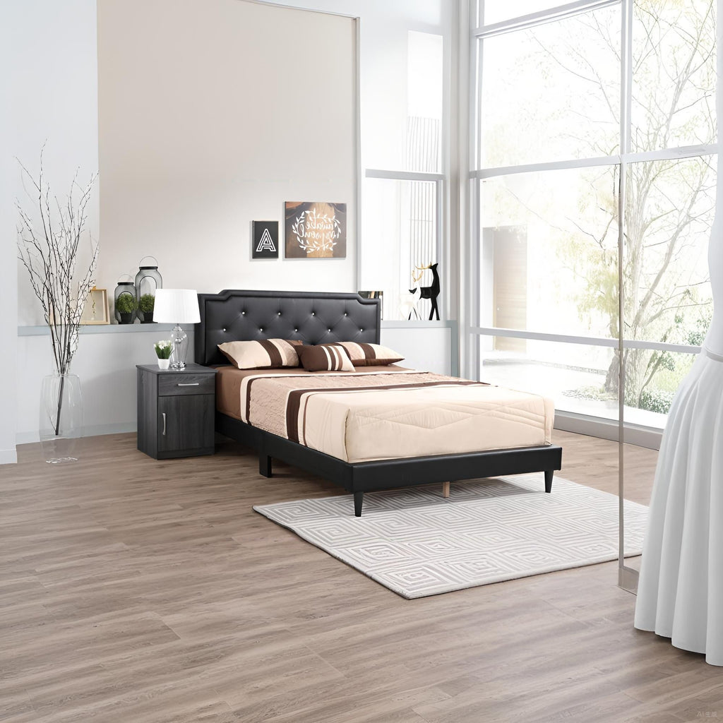 Elegant Black Queen Bed For Modern Bedrooms