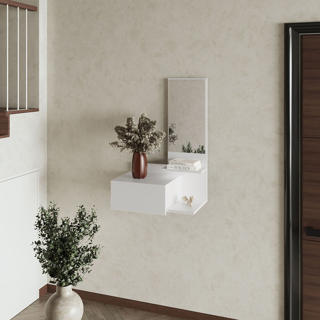 Elgin Floating Vanity with Included Mirror, White